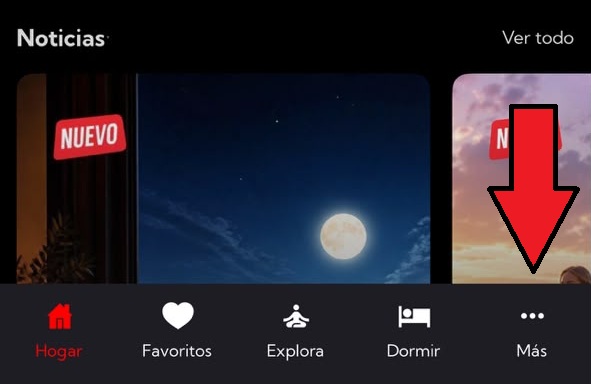 Tocar Más abajo a la derecha en la app